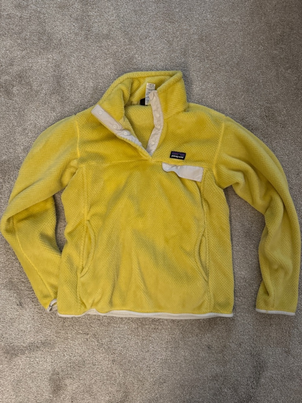 Patagonia Bright Yellow Snap Pullover with White Trim